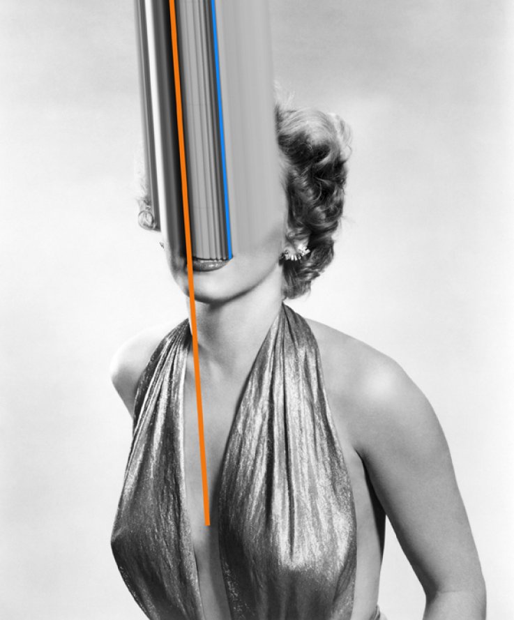W.A.N.M II [Merilyn Monroe], 2014,<br />
Inkjet print and acrylic colour spray on archival mat paper, 90 x 110 cm