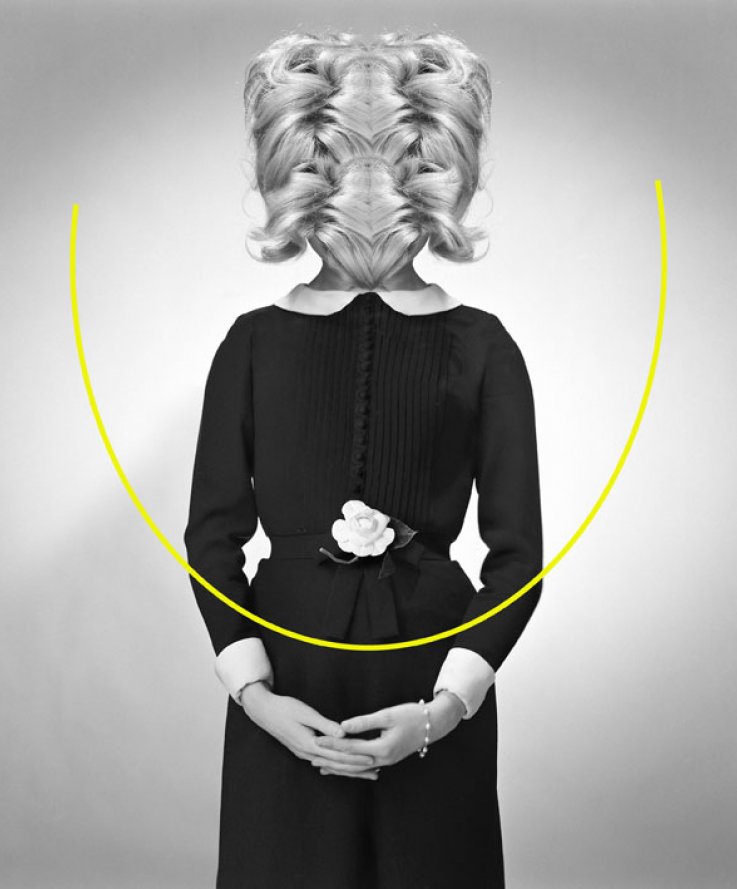 Vice and Virtue [Catherine Deneuve], 2014, <br />
Inkjet print and acrylic colour spray on archival mat paper, 90 x 110 cm