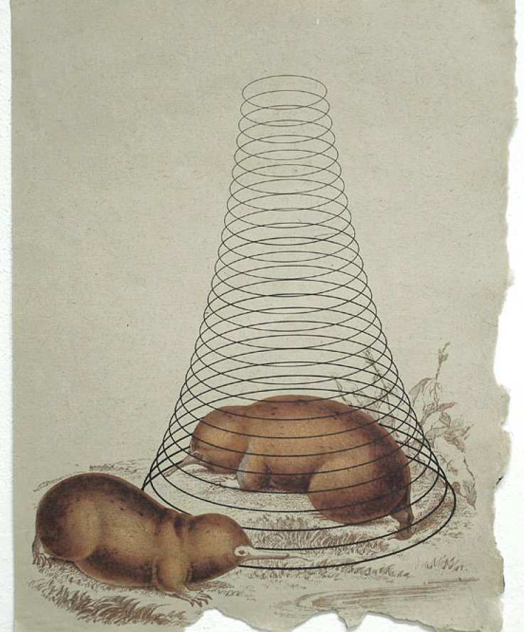 Satosa, 2011, <br />
Print and coloured pencils on handmade paper, 30x38 cm